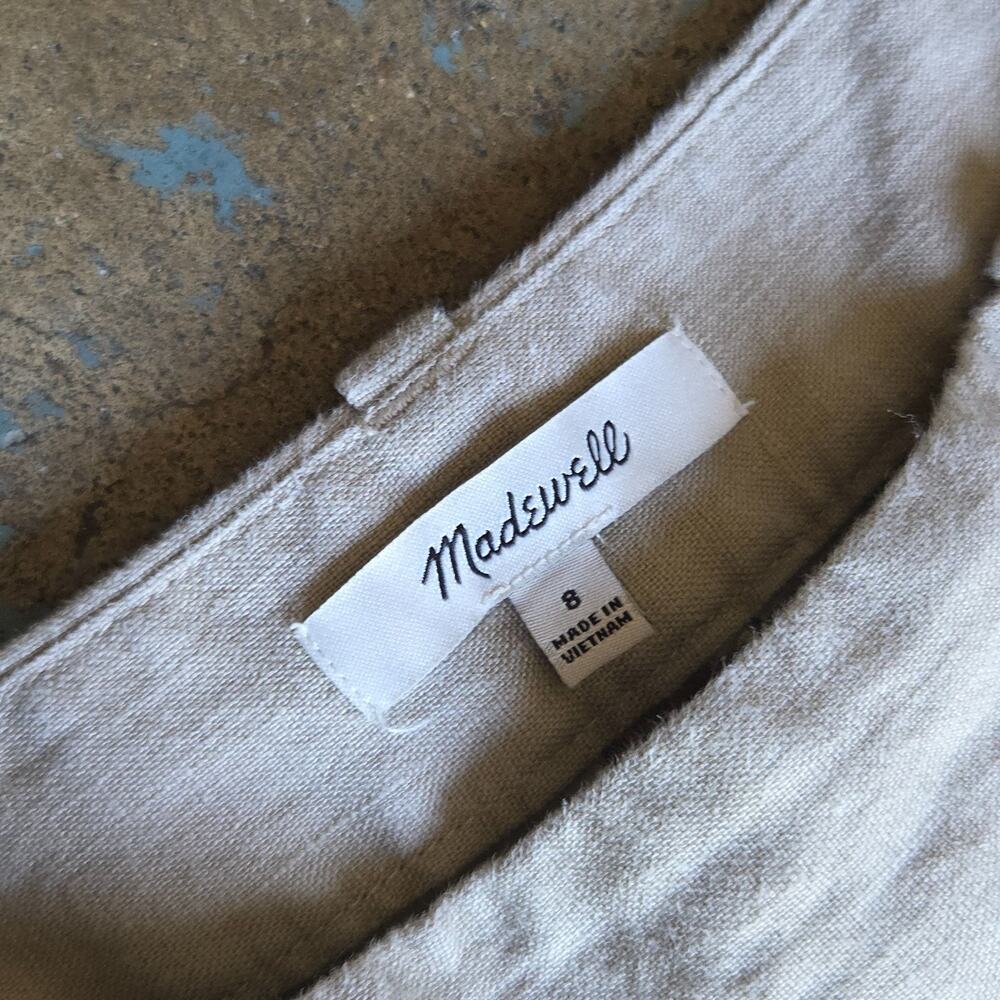 Madewell The Harlow Wide Leg Pant 100% Linen Size 8 Natural Pleated NJ996 - Picture 8 of 11